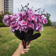 Bulk 17" 4 Bushes Artificial Flowers Phalaenopsis Butterfly Orchid Bush for Outdoors Wholesale