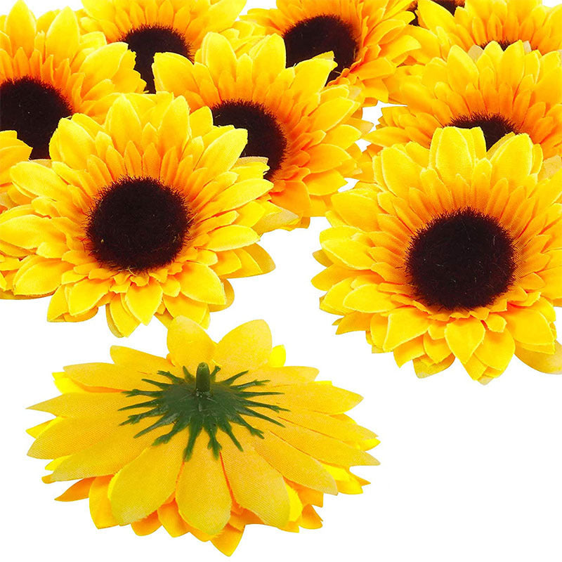 Bulk 3.5" Sunflower Flower Head Artificial Silk Flowers Wholesale