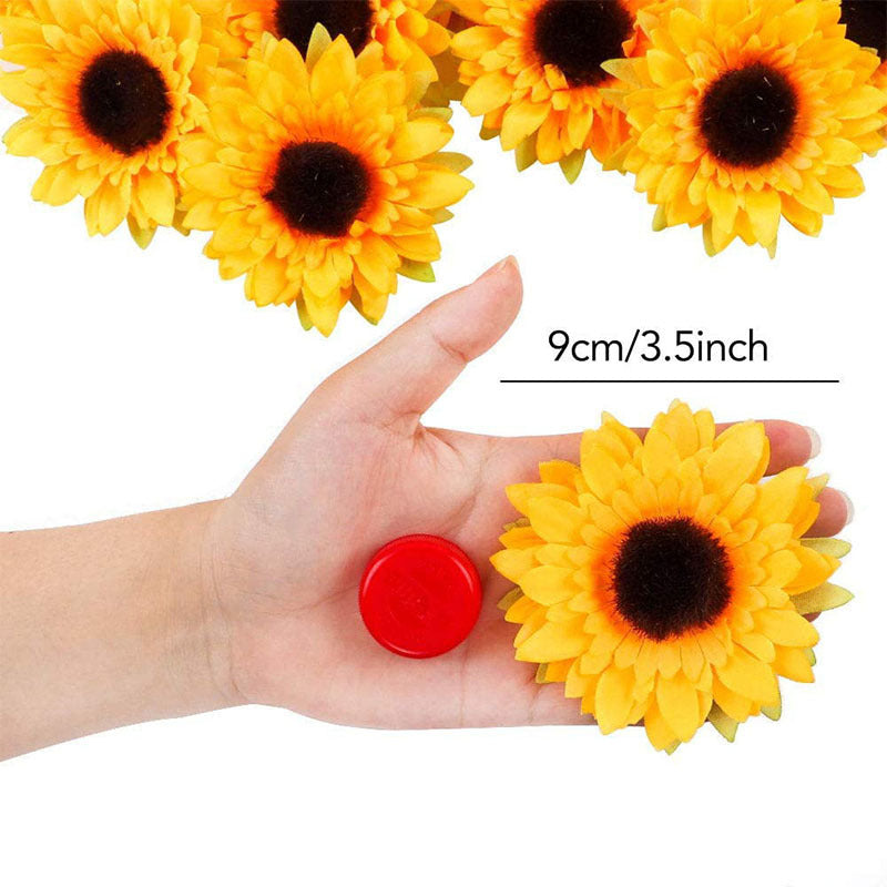 Bulk 3.5" Sunflower Flower Head Artificial Silk Flowers Wholesale