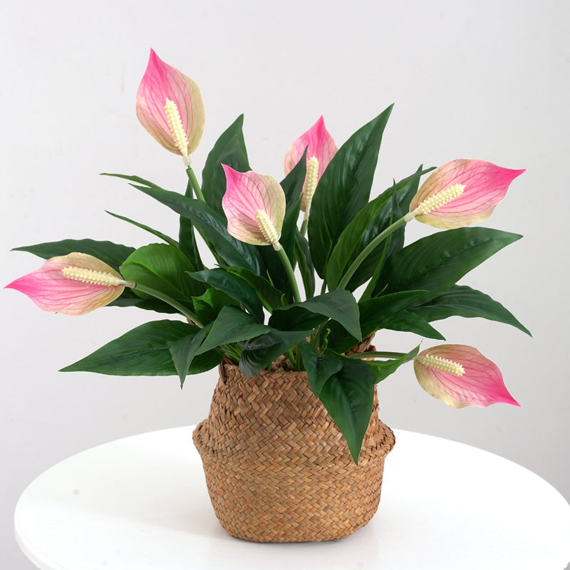 Bulk Artificial Peace Lily Spathiphyllum Bush Artificial Flower Plant Wholesale