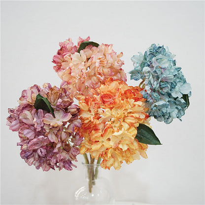 Bulk 13" Fall and Winter Flowers Burnt Artificial Hydrangeas Stem Silk Flower Arrangements Wholesale
