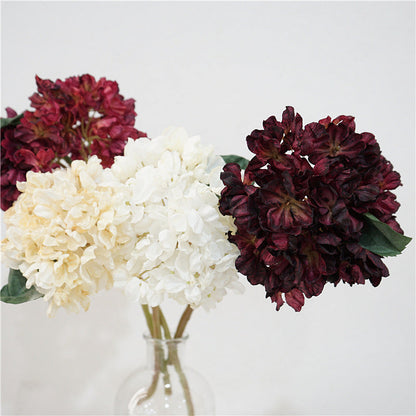 Bulk 13" Fall and Winter Flowers Burnt Artificial Hydrangeas Stem Silk Flower Arrangements Wholesale