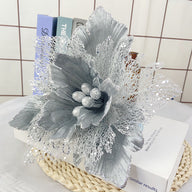 Bulk 11.8" Large Christmas Poinsettias Heads Artificial Christmas Flowers Glitter Flowers Mall Prop Wholesale