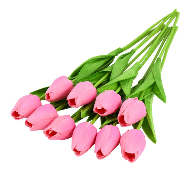 Premium 20Pcs Real Touch Tulip Bouquet - Lifelike Artificial Flowers for Wedding Centerpieces & Home Décor Arrangements