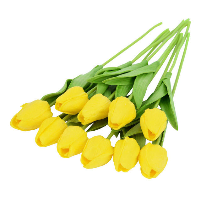 Premium 20Pcs Real Touch Tulip Bouquet - Lifelike Artificial Flowers for Wedding Centerpieces & Home Décor Arrangements