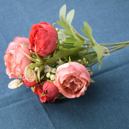 1 Bush 12 Inch Artificial Flowers Peony Wedding Bouquet - Artificialmerch